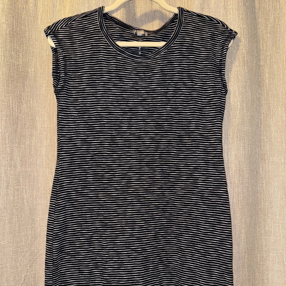 Talbots | Women's Black & White Striped Cut Out Back Shirt Dress | Size XS